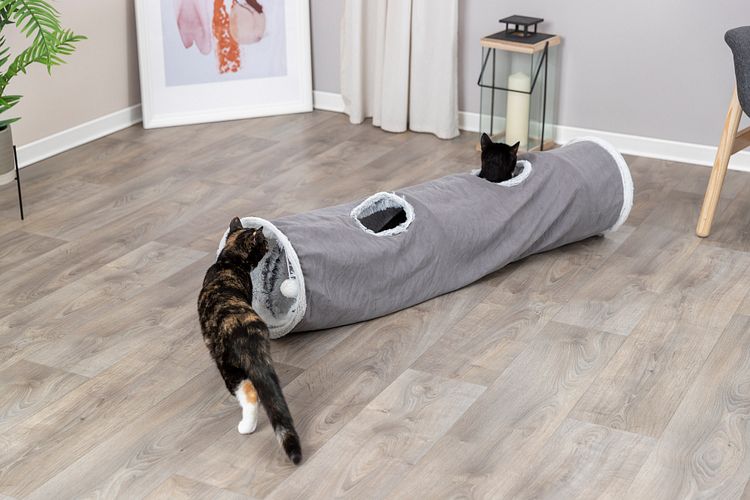 TRIXIE Spieltunnel Harvey, Plüsch, ø 27 × 116 cm, grau