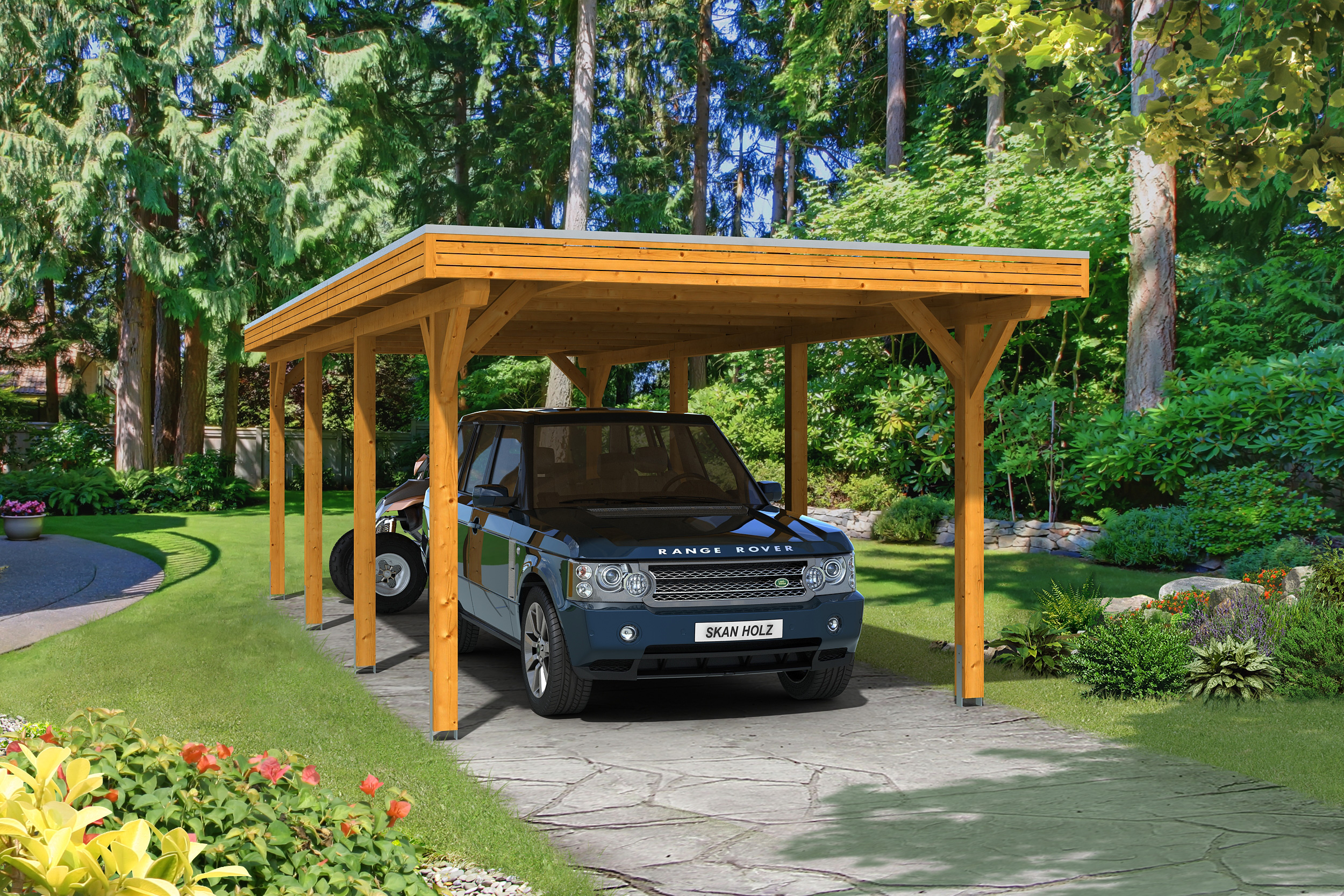 Skan Holz Spessart Einzelcarport Breite 355cm Gr.2 355x846cm eiche hell Holzcarport