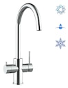 Vorschaubild 5 Wege Wasserhahn Küchenarmatur, Edelstahl Massiv mit 360° schwenkbarem U-Auslauf, Hochglanz Poliert