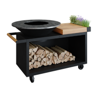 OFYR Plancha Grill Island Black 100 PRO Teakholz