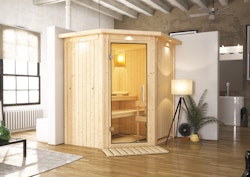 Karibu Sauna Tonja - 68 mm Systemsauna - 230 Volt Plug & Play inkl. gratis Sauna-Zubehörset im Wert von 234,94 €