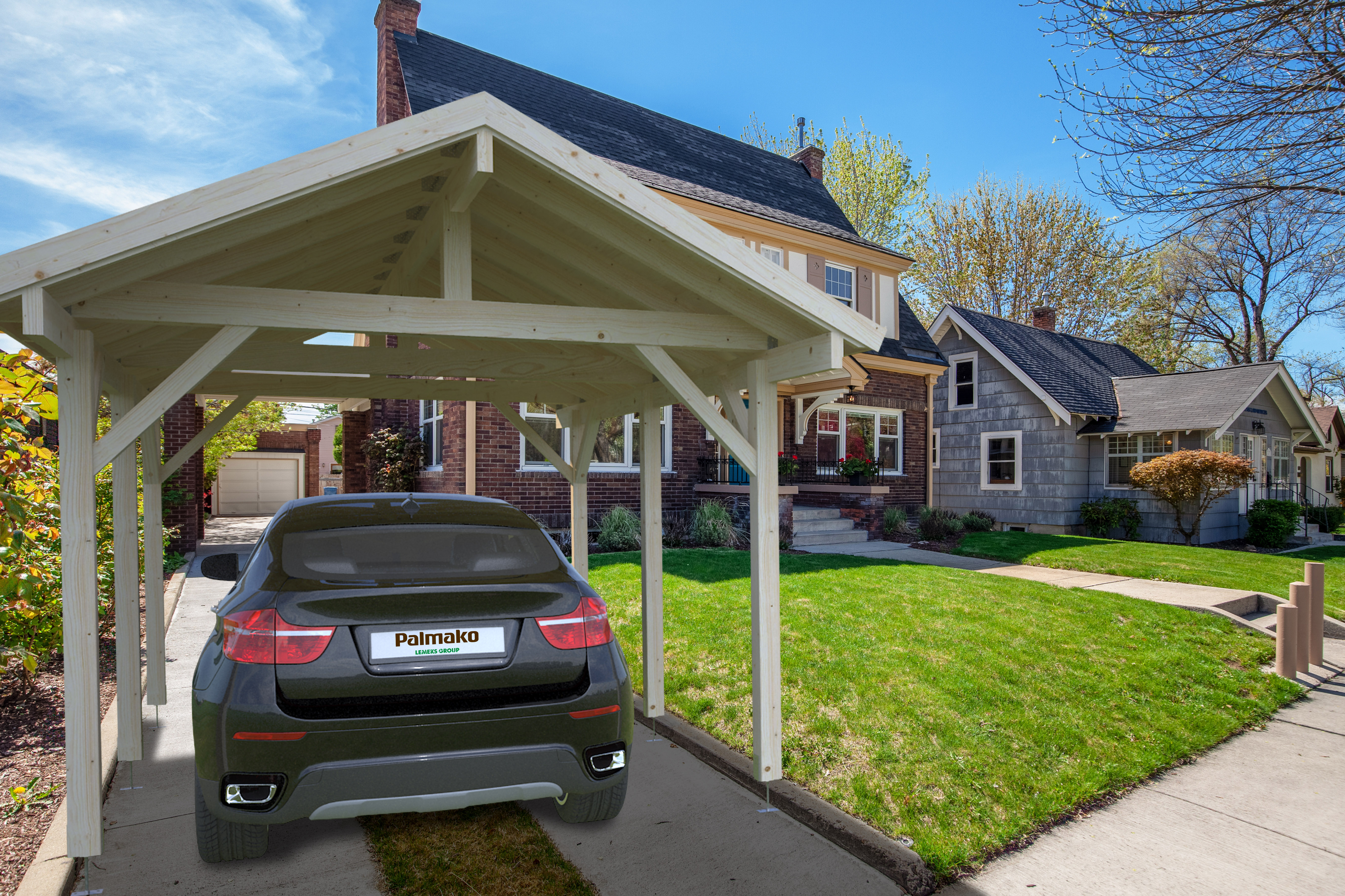 Palmako Carport Robert 11,7 m² naturbelassen Holzcarport