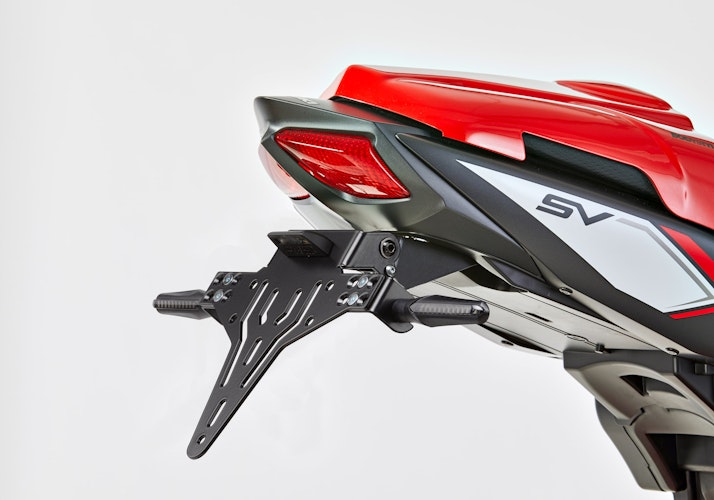 PROTECH V-SHAPE Kennzeichenhalter SET mit Reflektor und Beleuchtung Alu & Stahl Schwarz für SUZUKI SV 650, SV 650 X