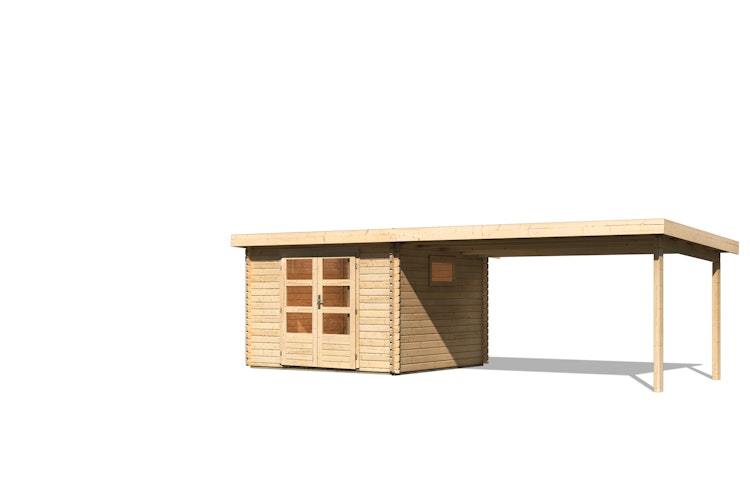 Karibu Woodfeeling Gartenhaus Trittau 3/4/5 inkl. 400 cm Anbaudach - 38 mm