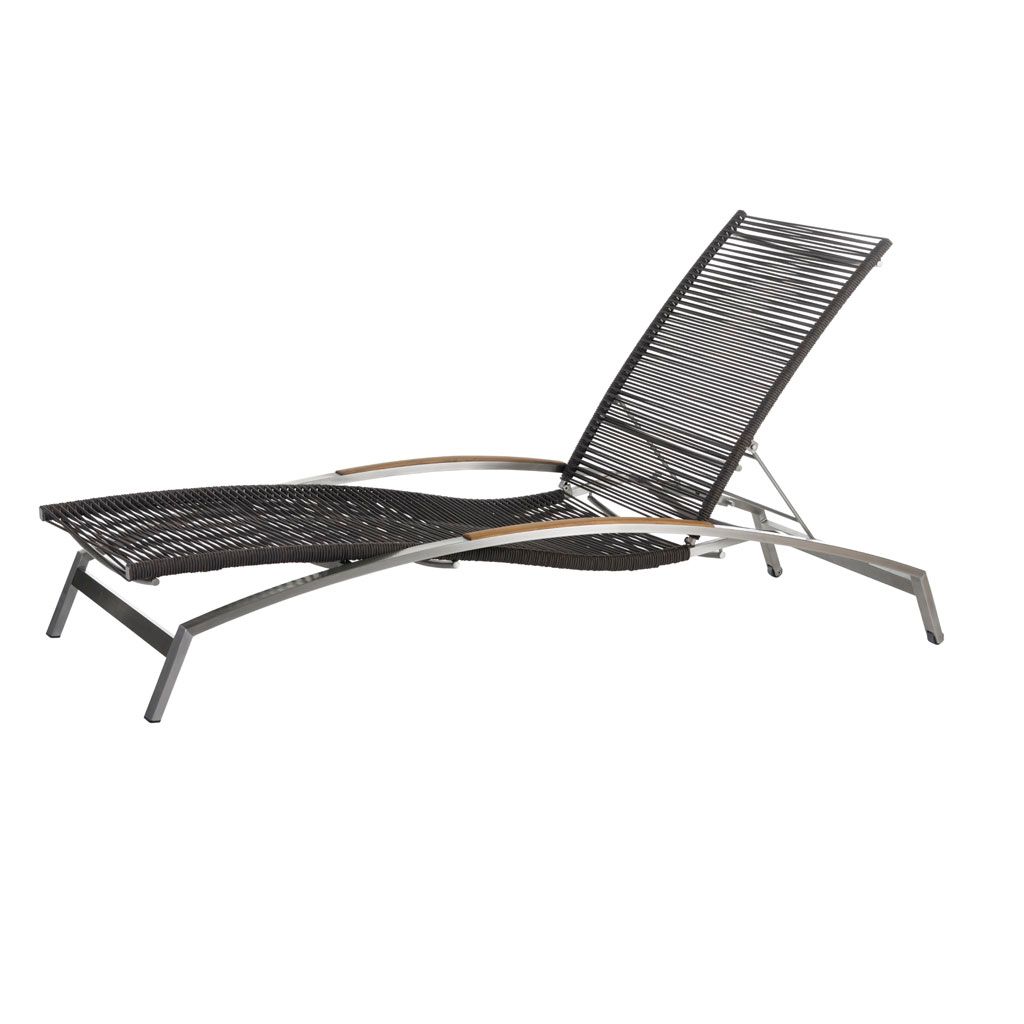 Diamond Garden Liege ATLANTA, Edelstahl / Rope Mocca / Teak-Armlehnen