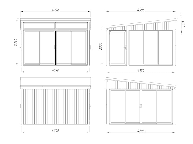 Palmako Glashaus Saga 16,6 m² Slide Plus