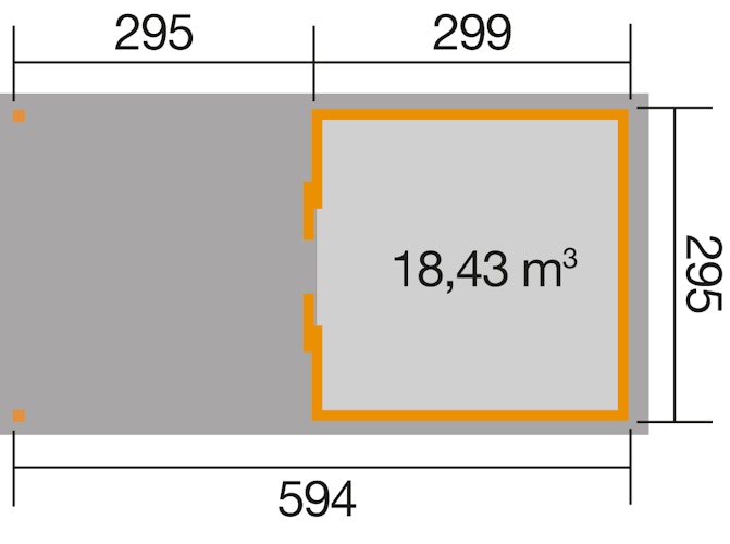 Weka Schiebetürhaus 225 A mit 295 cm Anbau - 21 mm