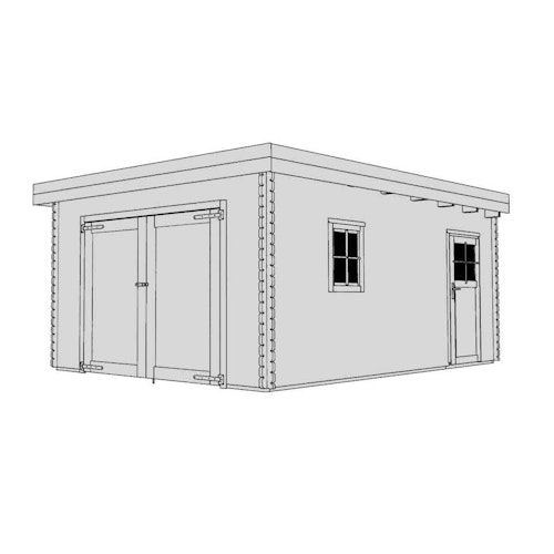 Karibu Flachdach Garage mit Tor - 38 mm