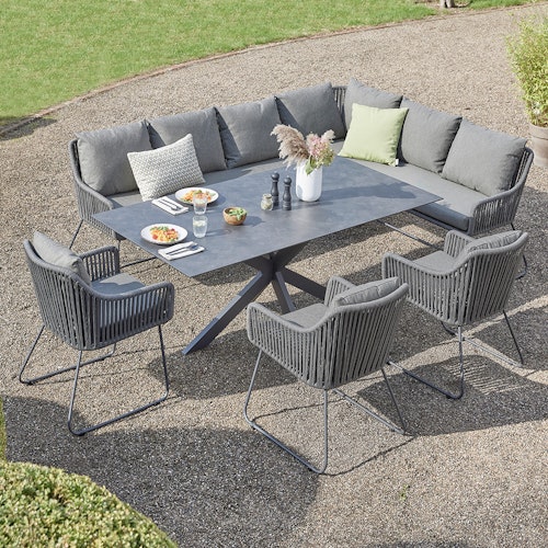Diamond Garden Tisch MARBELLA 200 x 100 cm,  Edelstahl Dunkelgrau / HPL Granit Dunkel