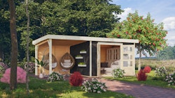 Karibu Woodfeeling Gartenhaus Kerko 3/4/5/6 mit 240 cm Schleppdach inkl. Rückwand - 19 mm