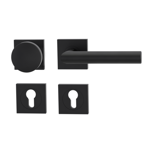 Griffwerk Wechselgarnitur LUCIA PROF Schraubtechnik FS Rosetten eckig Knopf R2 Graphitschwarz R