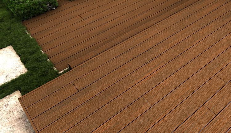 NewTechWood Gigangte Vintage WPC-Terrassendiele Hohlkammer Teak  23 x 210 mm