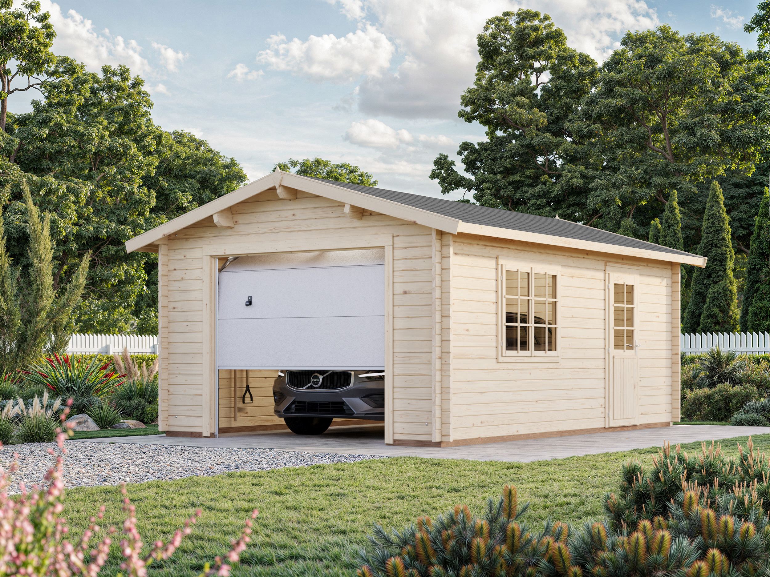 Palmako Garage Roger 19,0 m² - 44 mm - mit Sektionaltor