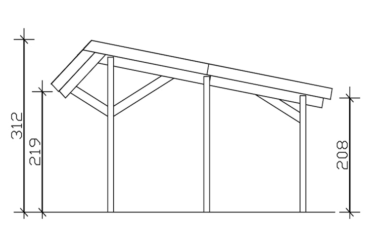 Skan Holz Harz - Pultdach Doppelcarport aus Nadelholz Breite 624 cm