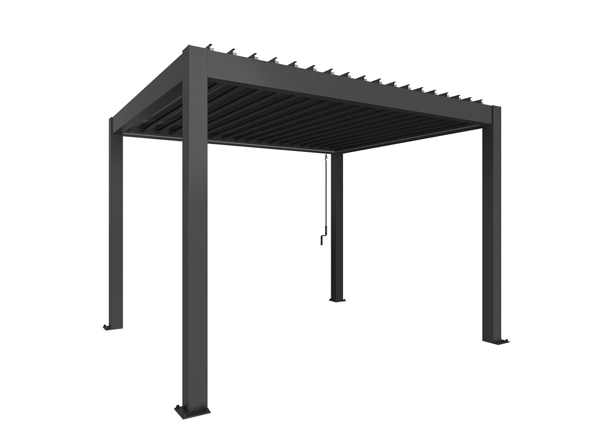 Biohort Pergola B 367,5 x T 312 x H 255 cm (Gr. 3,5x3) Rahmen: dunkelgrau-metallic / Dachlamellen: dunkelgrau-metallic