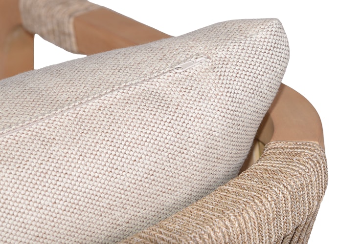 Garden Pleasure Gartenmöbel Set BOGOTA, Tisch 150 x 85 + 4 Sessel, Akazie / Rope Hellgrau / Kissen 100 % Polyester Hellgrau