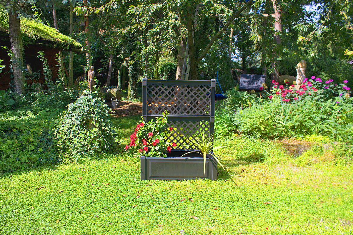KHW Pflanzkasten groß mit Spalier 100 cm (2-tlg.) anthrazit