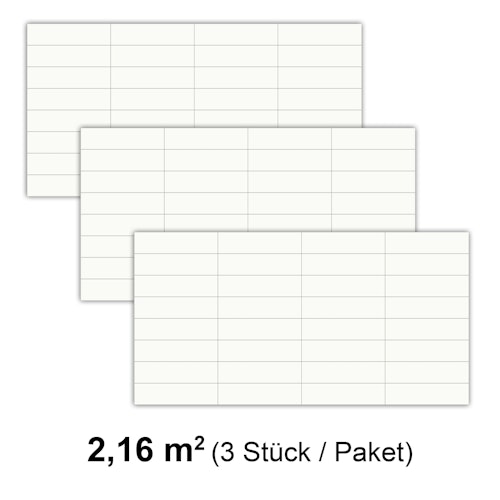 Revét Vinyl Wandfliese Butcherblock Weiß Hochglanz 120 x 60 cm