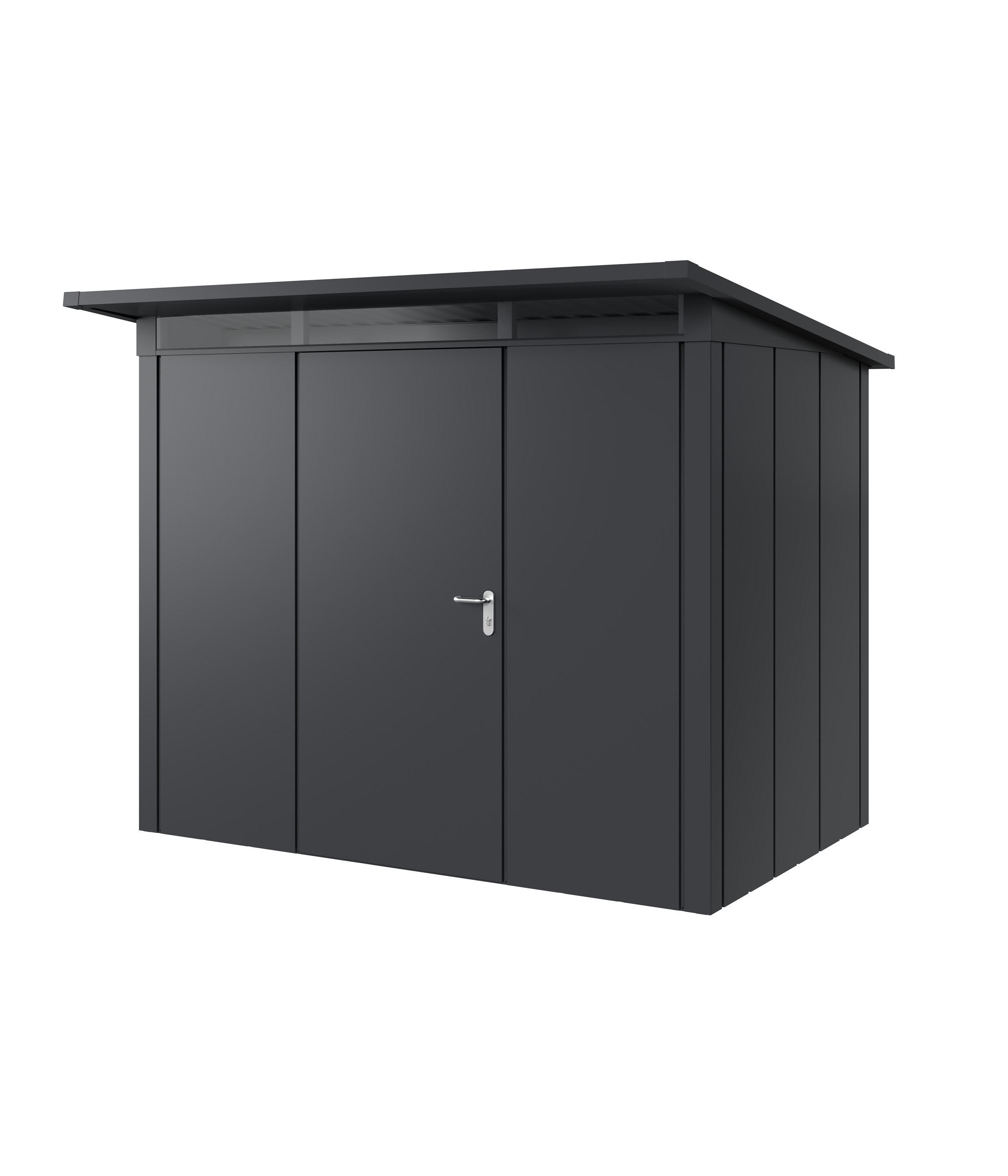 Hörmann Metall-Gerätehaus Juno JPD mit Pultdach B 262 x T 166 cm (JPD 8) Motiv Design (mit breiten Lamellen) Einzeltür T...