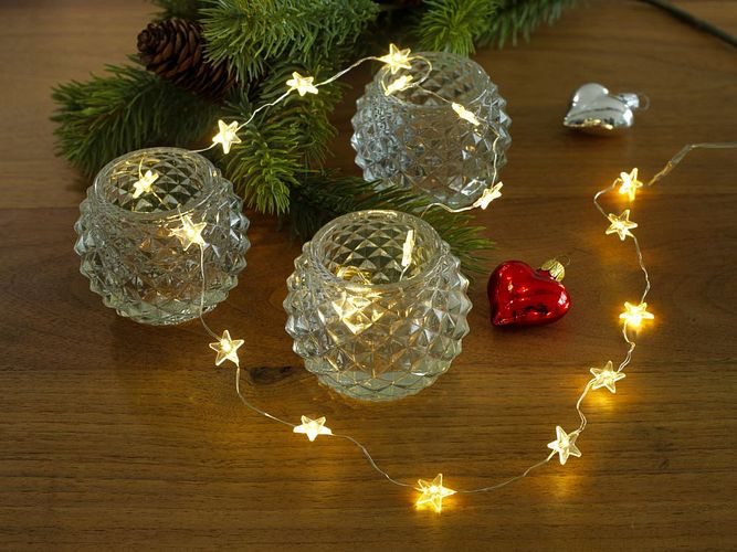 Konstsmide Weihnachtsbeleuchtung  LED Dekokette 20 transparente Sterne GL 133cm