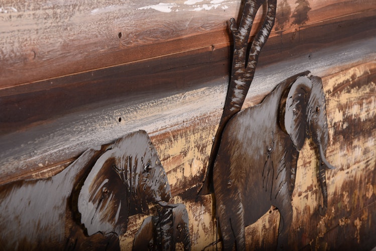 3D Metallbild Elefanten 120 x 80 cm, Holz / Stahlblech