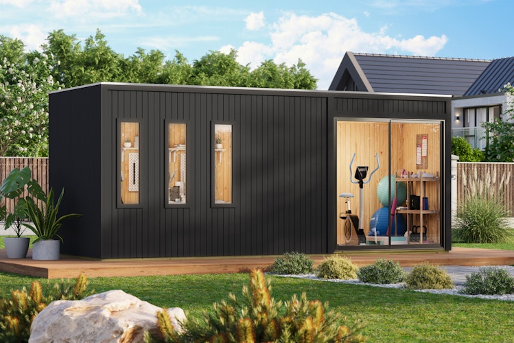 Karibu Design Gartenhaus Home Office Studio 3 Blackline - 73 mm