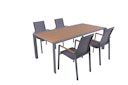Vorschaubild Garden Pleasure Gartenmöbel Set SILEA 01, Tisch 200 x 100 + 4 Stapelsessel, Aluminium / Nonwood / Kunststoffgewebe