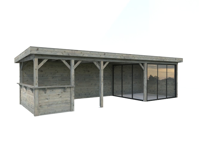 Palmako Gartenhaus Connect Lenna 24,9 m² Set 715 Slide Plus mit Isolierglas-Schiebetüren - 28 mm