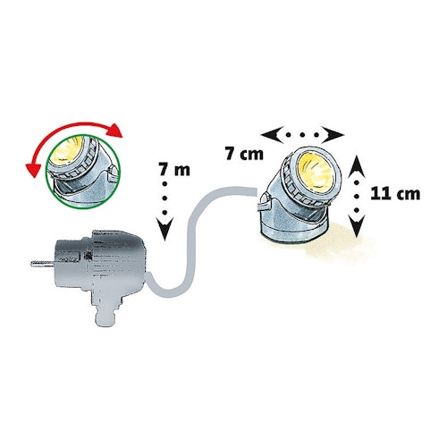 Heissner Unterwasserspot 1,5 W mit 20W Trafo (U120-T)