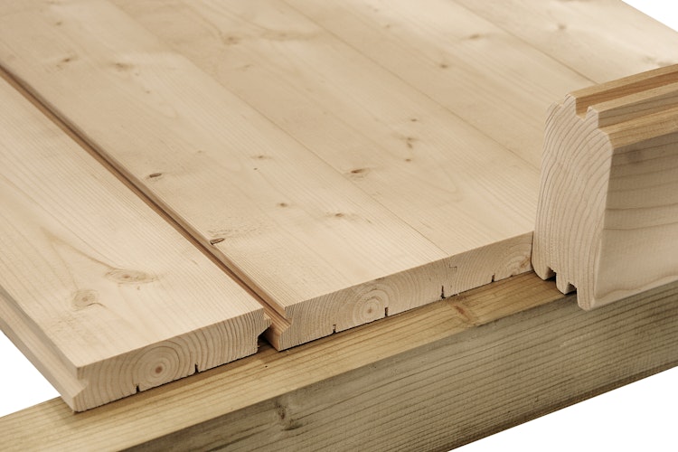 Wolff Finnhaus Fußboden für Aktionshaus Caroline / Lüttich B