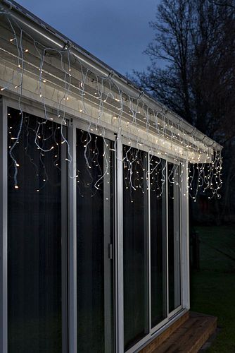 Konstsmide Weihnachtsbeleuchtung  LED Eisregen Lichtervorhang 80 bernsteinfarbene Dioden