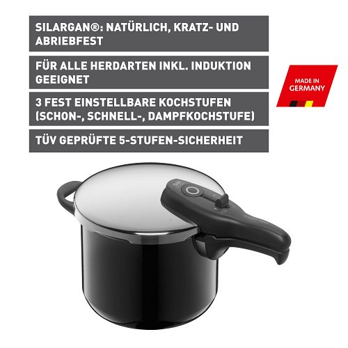 Silit Sicomatic t-plus 6,5l Silargan black w/o. Insert