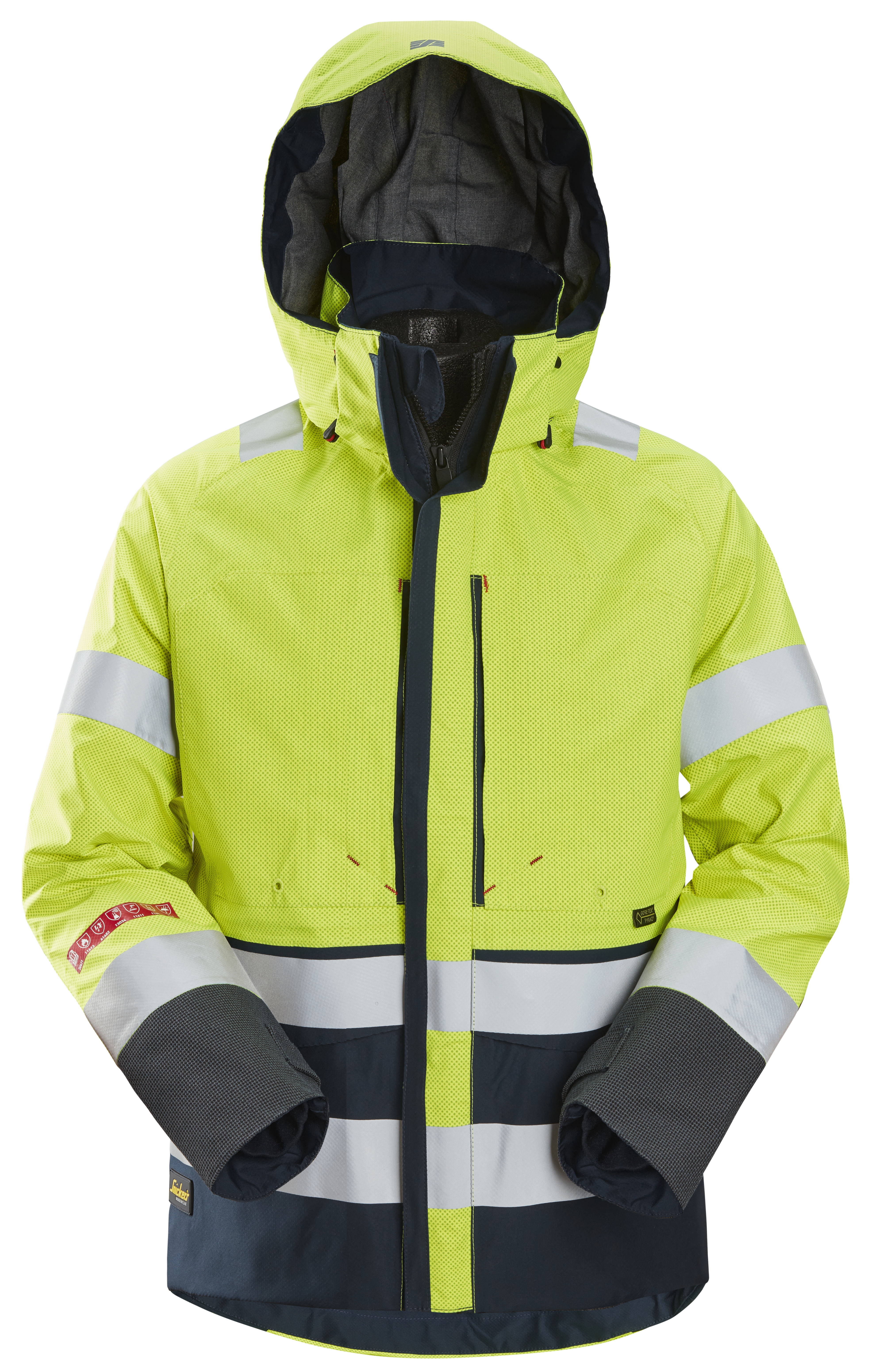 Snickers ProtecWork, GORE-TEX Arbeitsjacke, High-Vis Klasse 3 6 signalgelb-navy