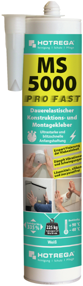 Hotrega MS 5000 ProFast flexibler Konstruktionskleber 290 ml Kartusche, weiß