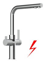 NIEDERDRUCK 3 Wege Wasserhahn Küchenarmatur, FC, mit 360° schwenkbarem L-Auslauf, Verchromt