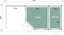 Wolff Finnhaus Gartenhaus Anna 40-A/1+2-Raum mit 250 cm Terrasse 