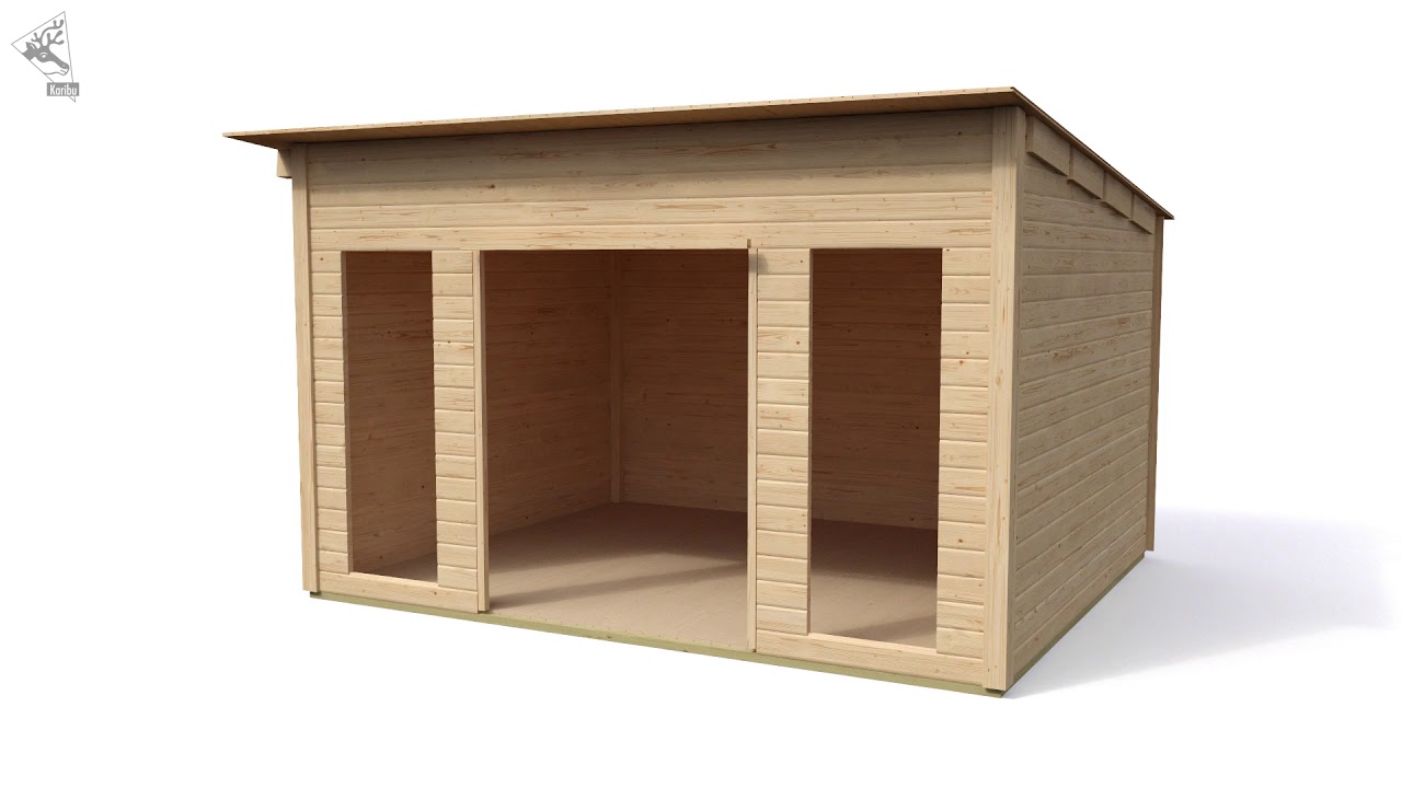 Karibu Woodfeeling Gartenhaus Northeim 5 inkl. 300 cm Schleppdach und Rückwand