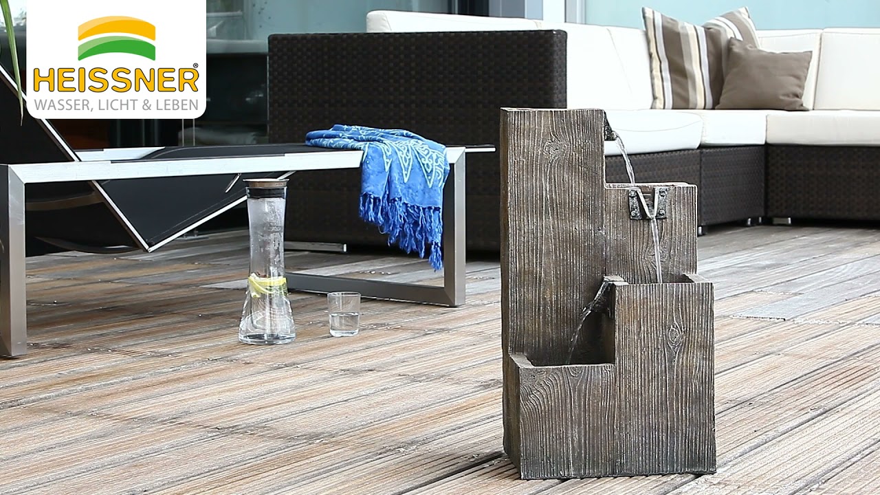 Gartenbrunnen "Stufenbrunnen LED", holzfarben, 26x21x49cm (016647-00)