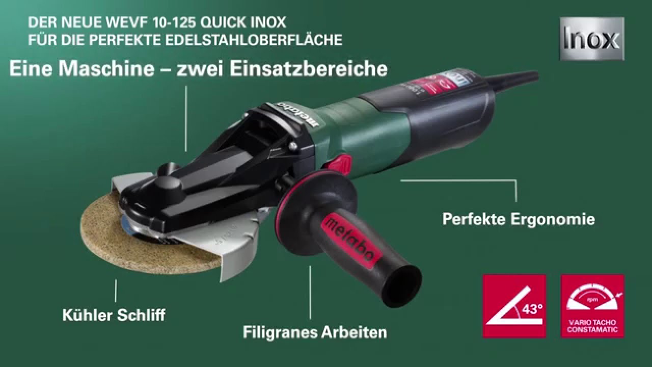 Metabo Flachkopf-Winkelschleifer WEVF 10-125 Quick Inox