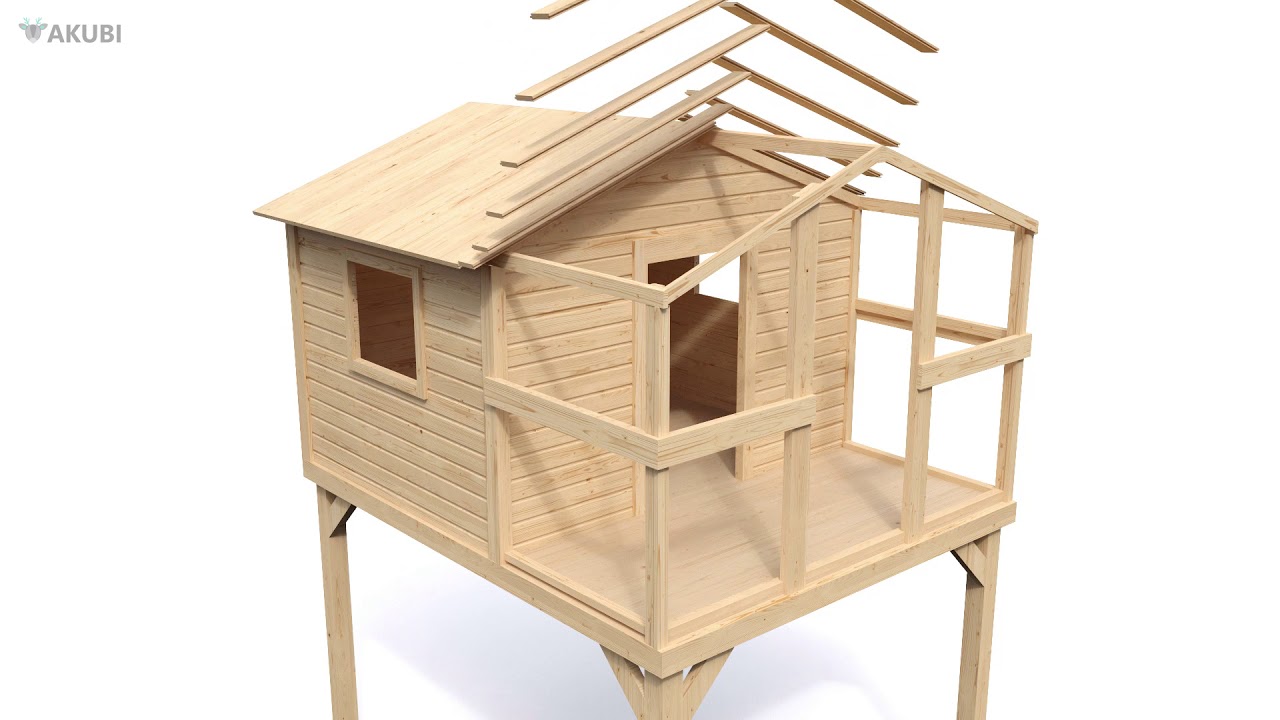Akubi Stelzenhaus Benjamin mit Rutsche und Holzrampe