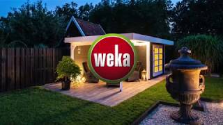 Weka 28 mm Gartenhaus 110 B mit Vordach + Terrasse (200 cm)