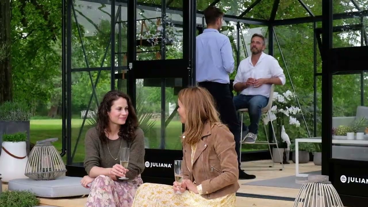 Juliana Gewächshaus Grand Oase anthrazit - 3 mm Sicherheitsglas - für Mauer - 18,8 m²