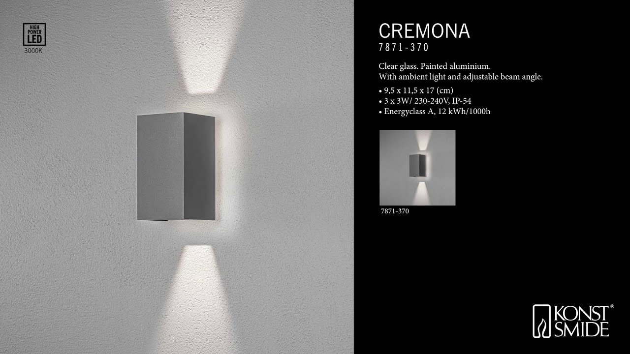 Konstsmide Wandleuchte Cremona, anthrazit, HighPowerLED  3x3W, mit Rückwandleuchte (7871-370)
