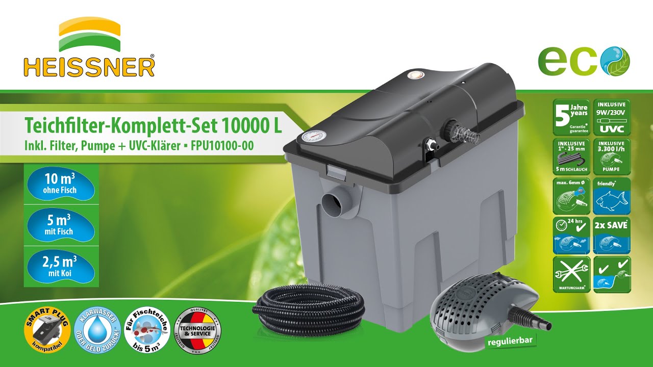 Heissner Durchlauffilter-Set 10m³ - 3300 l/h - 11W UVC (FPU10100-00) ab Modell 2021