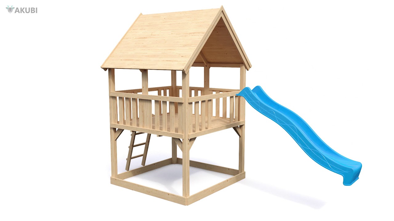 Akubi Kinderspielturm Luis mit Doppelschaukelanbau inkl. Kletterwand