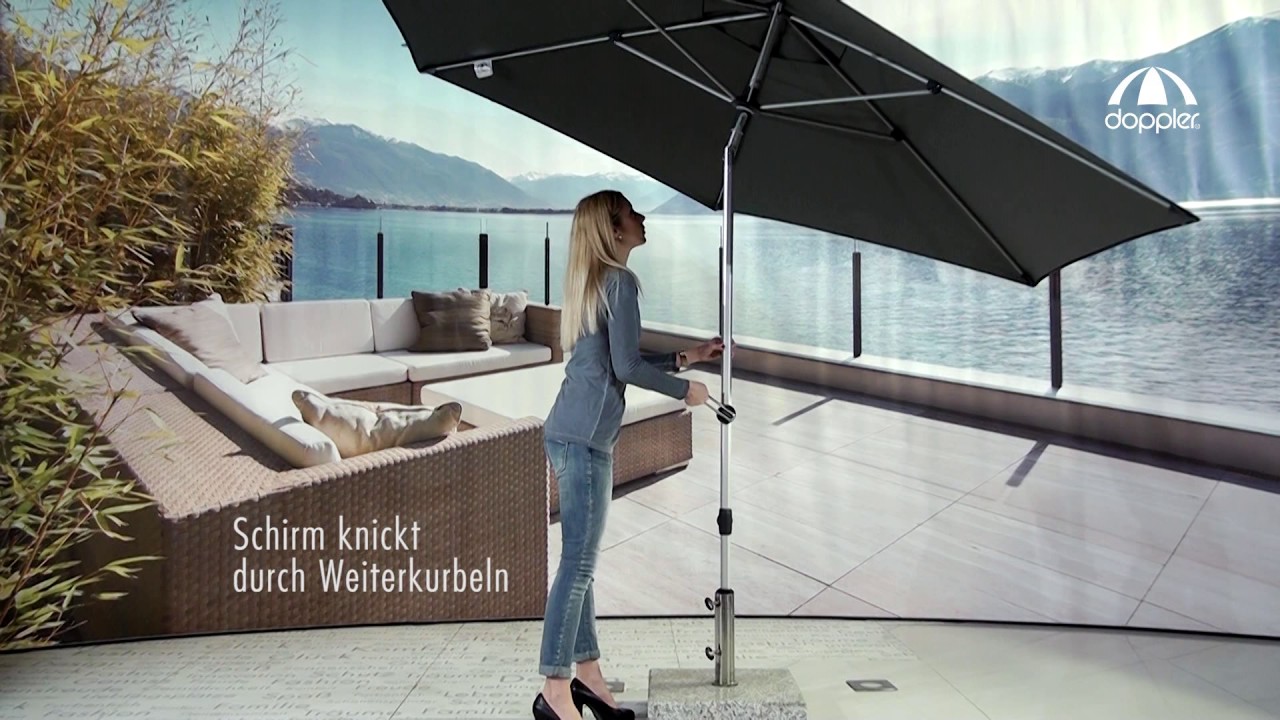 doppler Mittelmastschirm EXPERT 320 Auto-Tilt, Aluminium Silber / 100 % Polyester 180 g/m²