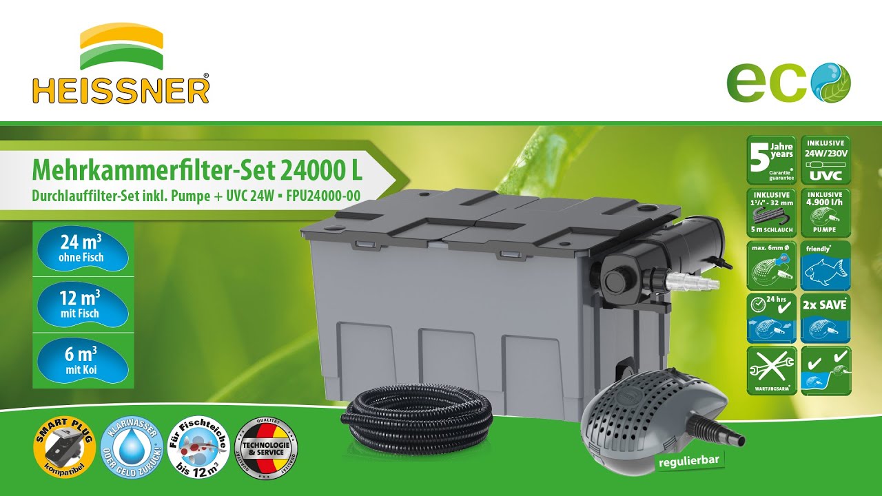 Heissner Durchlauffilter-Set 24m³ - 24W UVC (FPU24000-00) ab Modell 2021